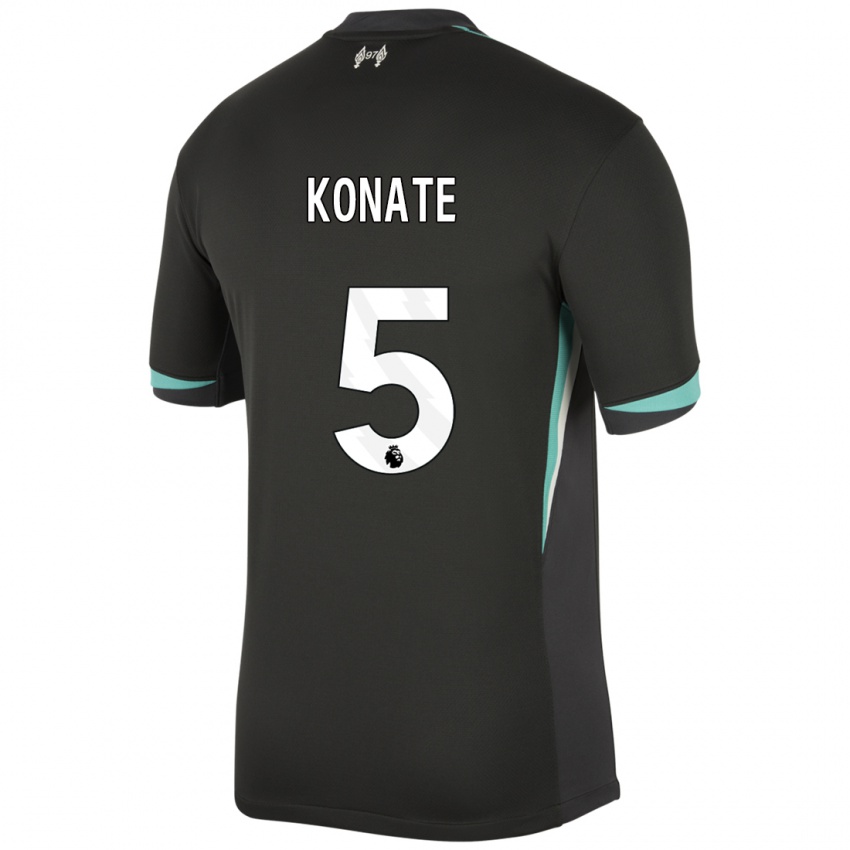 Niño Camiseta Ibrahima Konate #5 Negro Antracita Blanco 2ª Equipación 2024/25 La Camisa Argentina