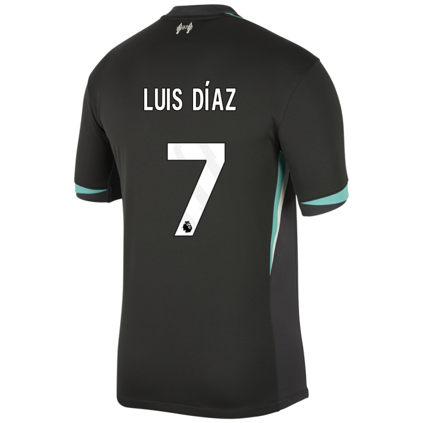 Niño Camiseta Luis Diaz #7 Negro Antracita Blanco 2ª Equipación 2024/25 La Camisa Argentina