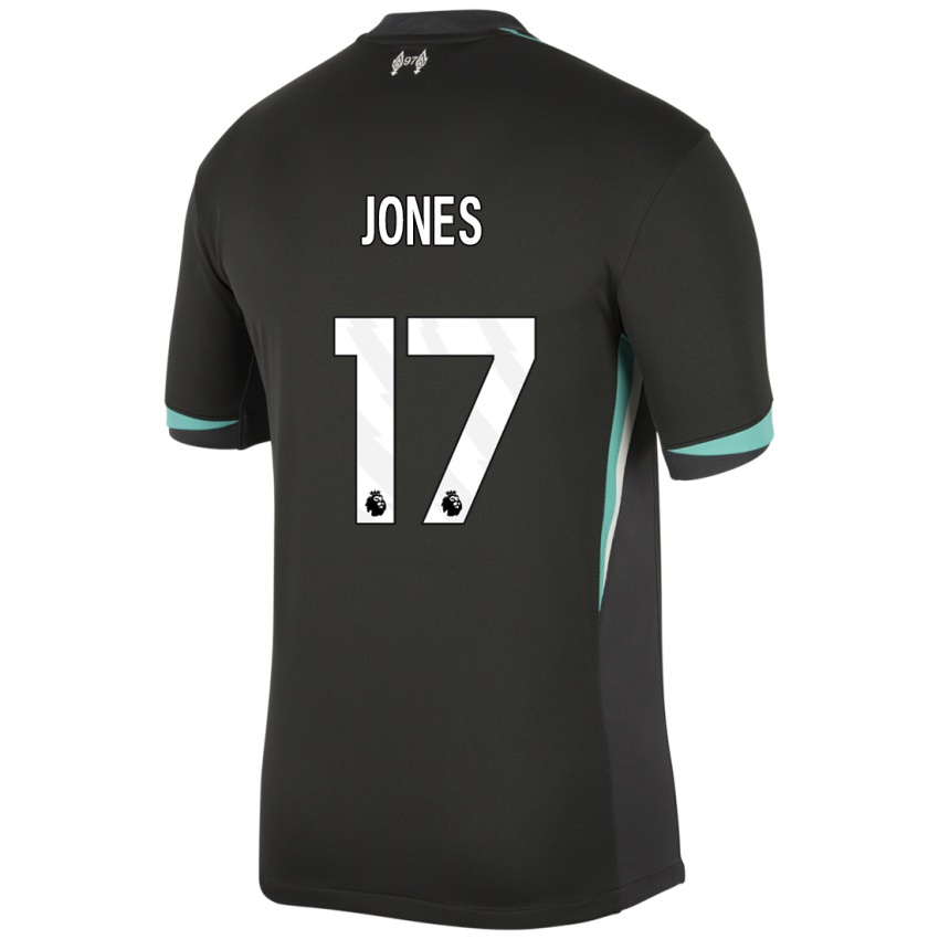 Niño Camiseta Curtis Jones #17 Negro Antracita Blanco 2ª Equipación 2024/25 La Camisa Argentina