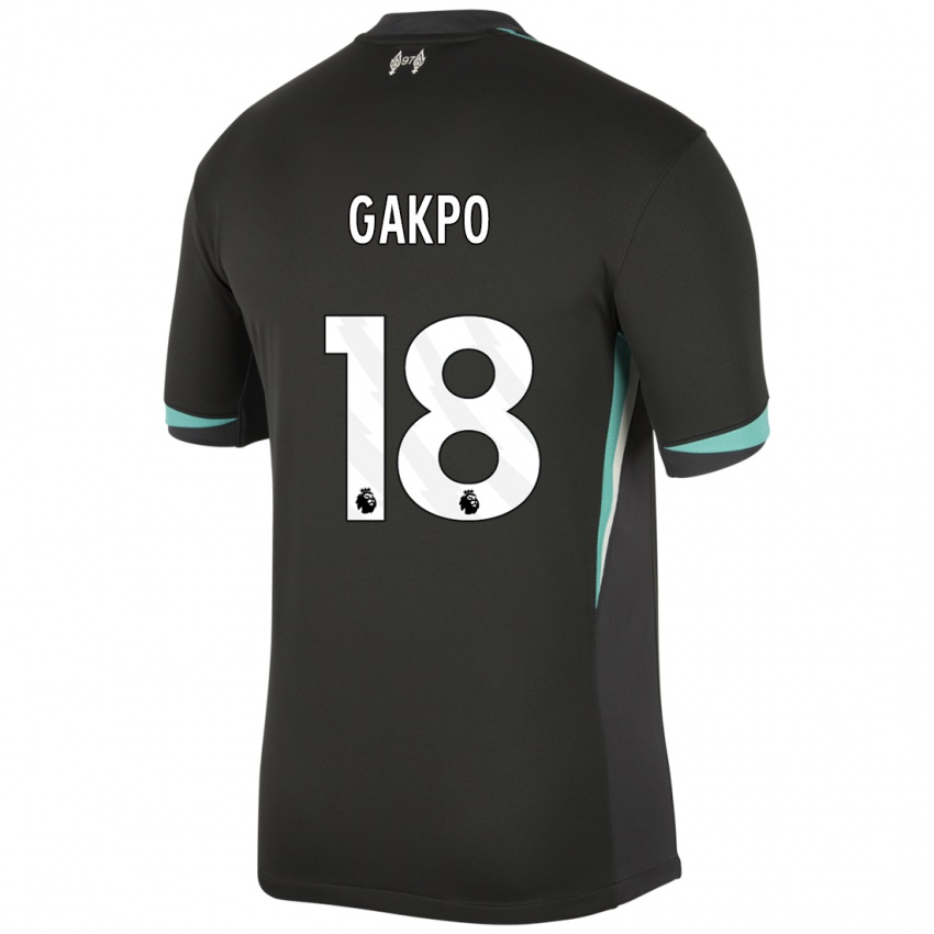 Niño Camiseta Cody Gakpo #18 Negro Antracita Blanco 2ª Equipación 2024/25 La Camisa Argentina