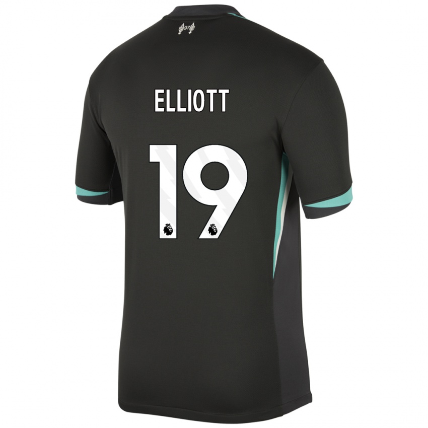 Niño Camiseta Harvey Elliott #19 Negro Antracita Blanco 2ª Equipación 2024/25 La Camisa Argentina