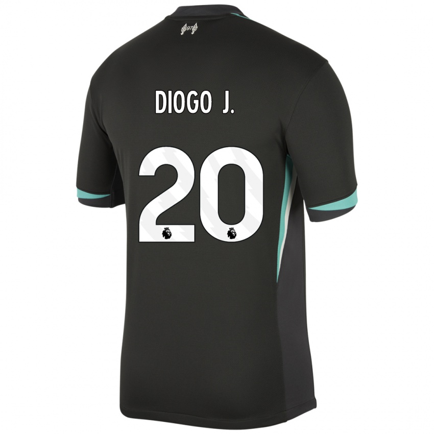 Niño Camiseta Diogo Jota #20 Negro Antracita Blanco 2ª Equipación 2024/25 La Camisa Argentina