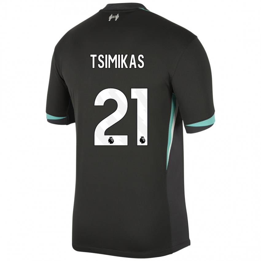 Niño Camiseta Konstantinos Tsimikas #21 Negro Antracita Blanco 2ª Equipación 2024/25 La Camisa Argentina