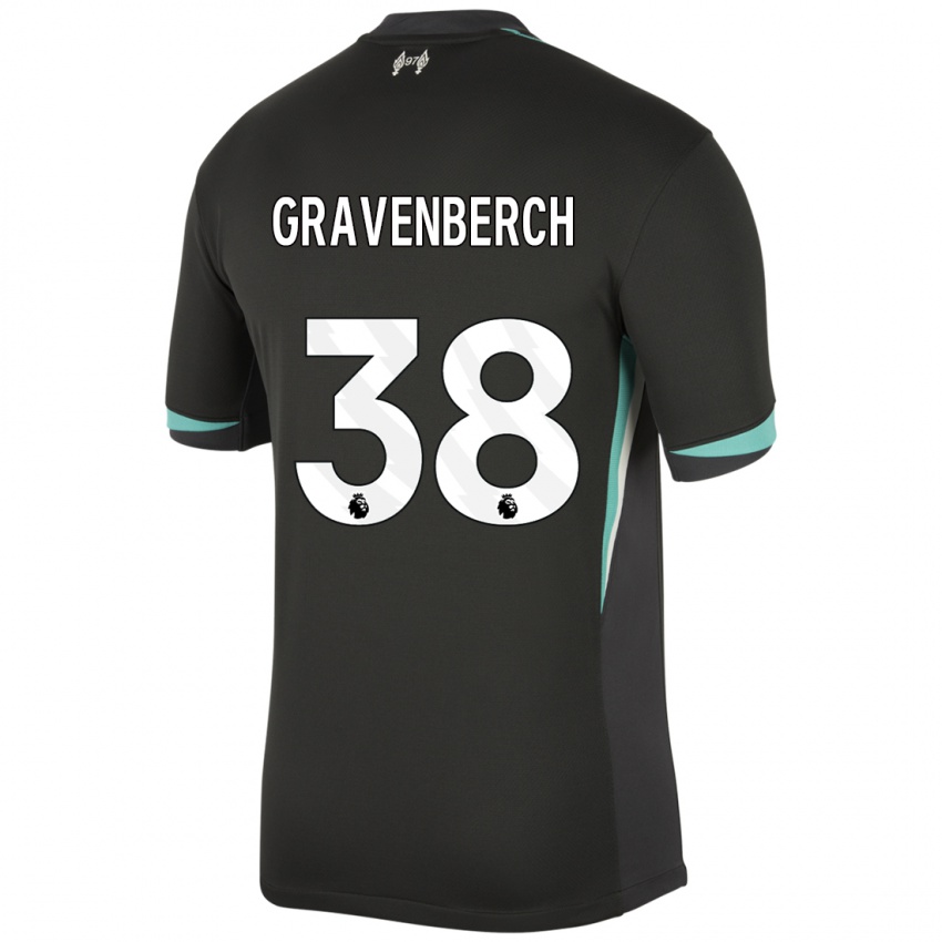 Niño Camiseta Ryan Gravenberch #38 Negro Antracita Blanco 2ª Equipación 2024/25 La Camisa Argentina