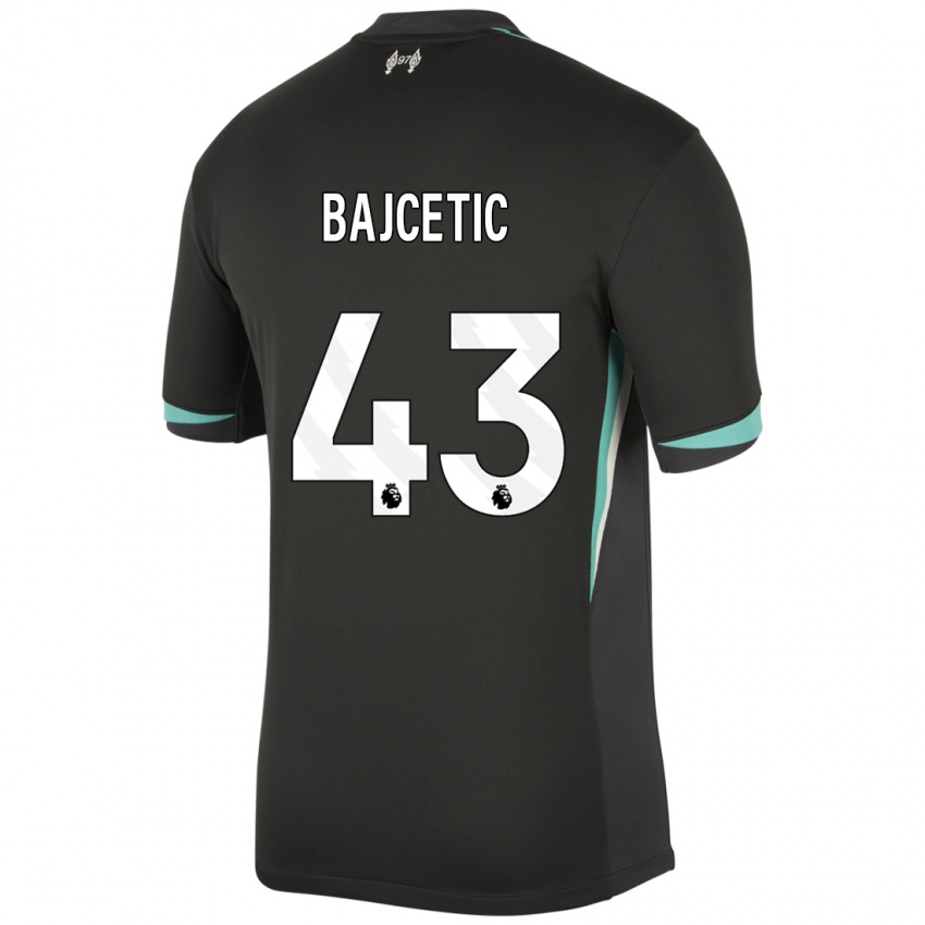 Niño Camiseta Stefan Bajcetic #43 Negro Antracita Blanco 2ª Equipación 2024/25 La Camisa Argentina