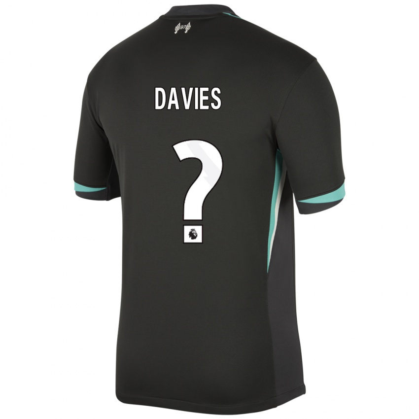 Niño Camiseta Harvey Davies #0 Negro Antracita Blanco 2ª Equipación 2024/25 La Camisa Argentina