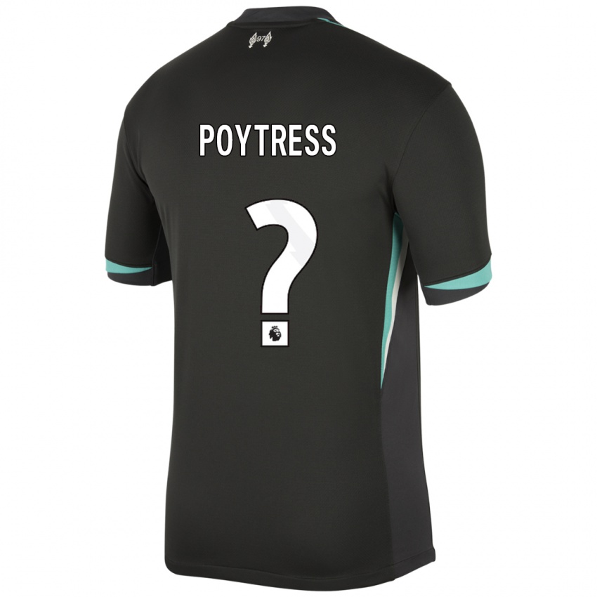 Niño Camiseta Jacob Poytress #0 Negro Antracita Blanco 2ª Equipación 2024/25 La Camisa Argentina