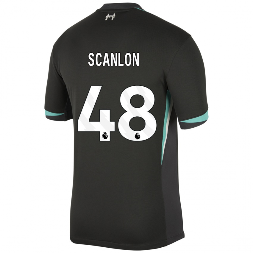 Niño Camiseta Calum Scanlon #48 Negro Antracita Blanco 2ª Equipación 2024/25 La Camisa Argentina