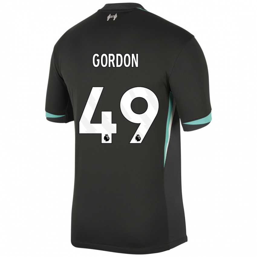 Niño Camiseta Kaide Gordon #49 Negro Antracita Blanco 2ª Equipación 2024/25 La Camisa Argentina