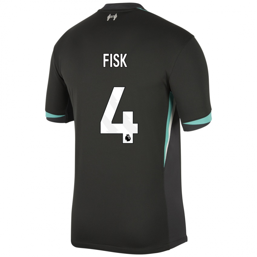 Niño Camiseta Grace Fisk #4 Negro Antracita Blanco 2ª Equipación 2024/25 La Camisa Argentina