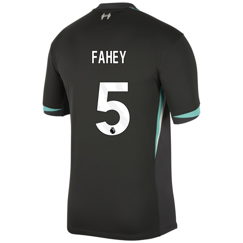 Niño Camiseta Niamh Fahey #5 Negro Antracita Blanco 2ª Equipación 2024/25 La Camisa Argentina