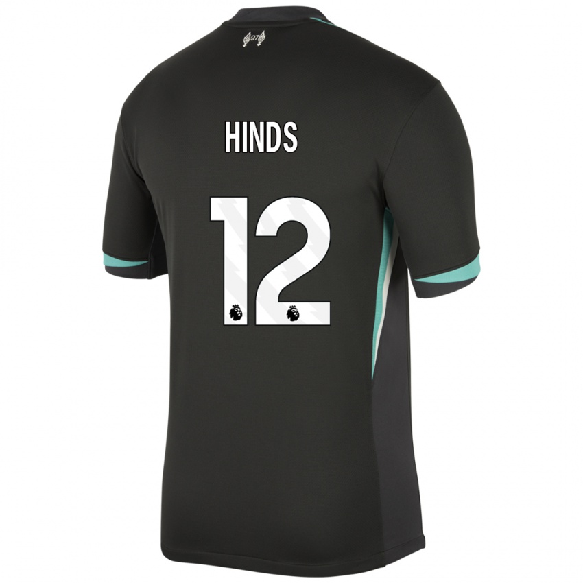 Niño Camiseta Taylor Hinds #12 Negro Antracita Blanco 2ª Equipación 2024/25 La Camisa Argentina