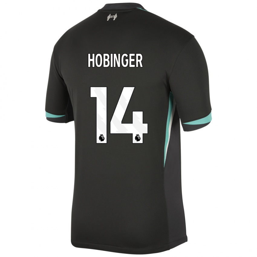 Niño Camiseta Marie Höbinger #14 Negro Antracita Blanco 2ª Equipación 2024/25 La Camisa Argentina