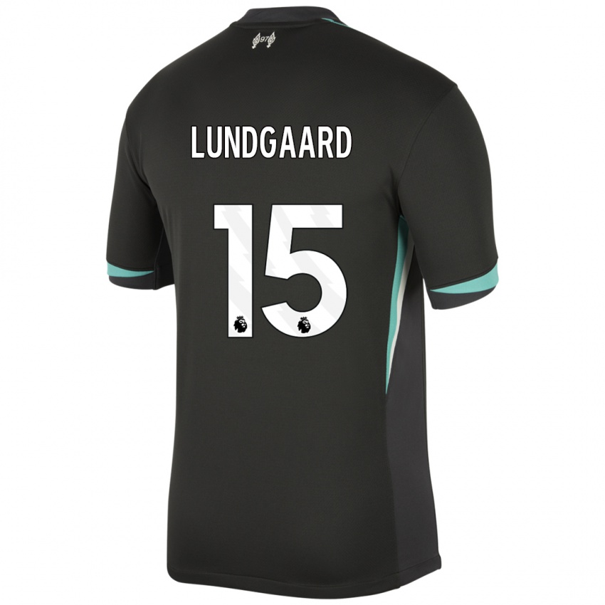 Niño Camiseta Sofie Lundgaard #15 Negro Antracita Blanco 2ª Equipación 2024/25 La Camisa Argentina