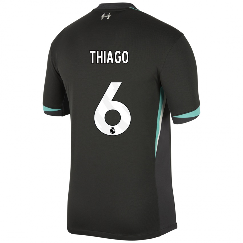 Niño Camiseta Thiago #6 Negro Antracita Blanco 2ª Equipación 2024/25 La Camisa Argentina