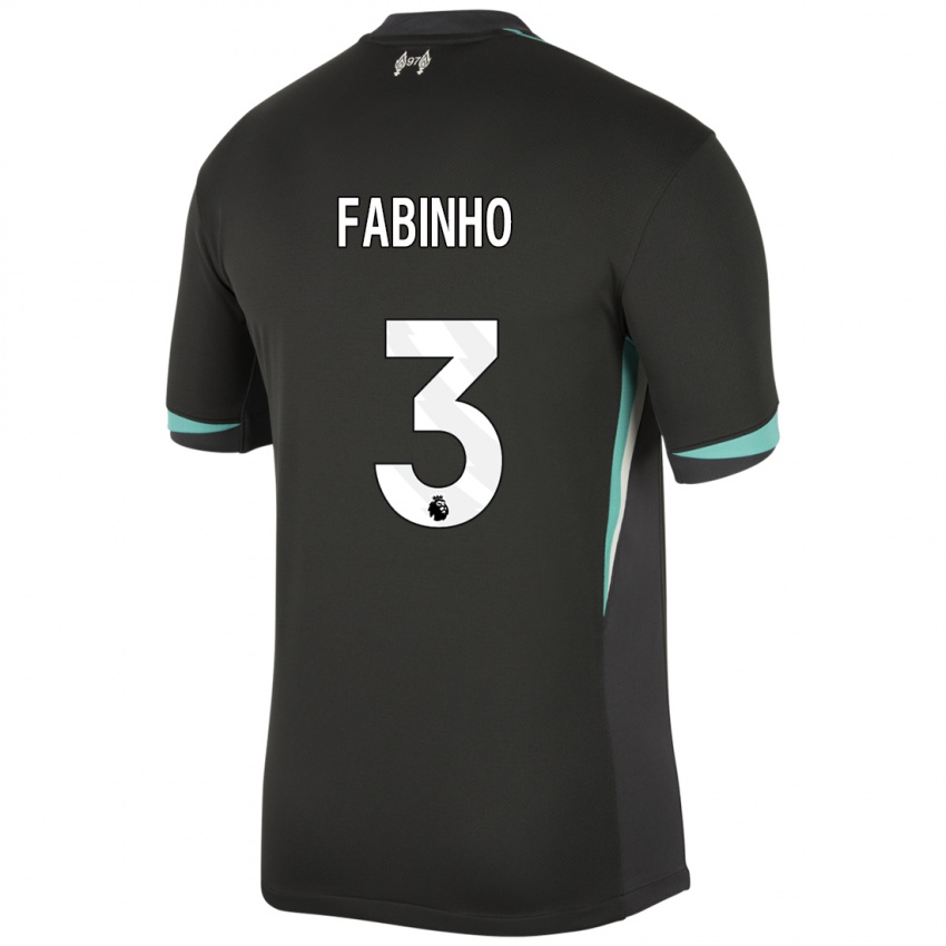 Niño Camiseta Fabinho #3 Negro Antracita Blanco 2ª Equipación 2024/25 La Camisa Argentina