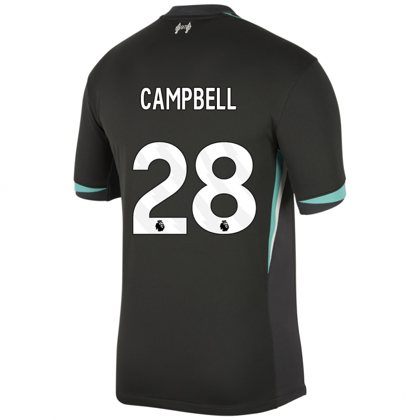 Niño Camiseta Megan Campbell #28 Negro Antracita Blanco 2ª Equipación 2024/25 La Camisa Argentina