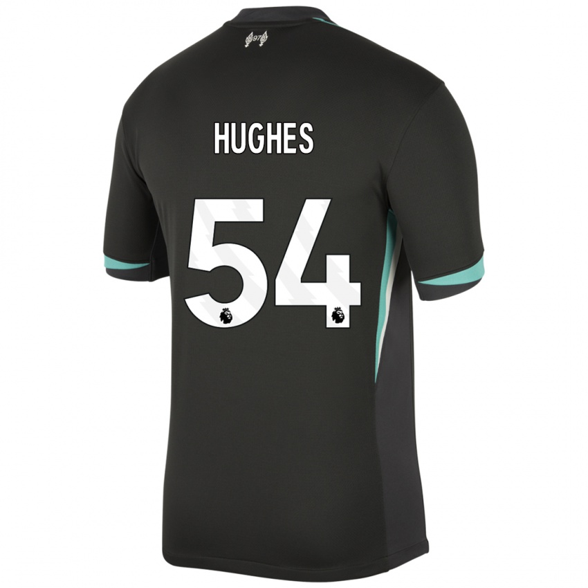 Niño Camiseta Liam Hughes #54 Negro Antracita Blanco 2ª Equipación 2024/25 La Camisa Argentina