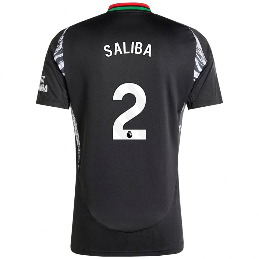 Niño Camiseta William Saliba #2 Negro 2ª Equipación 2024/25 La Camisa Argentina