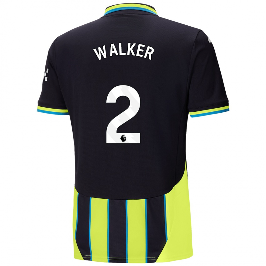 Niño Camiseta Kyle Walker #2 Azul Amarillo 2ª Equipación 2024/25 La Camisa Argentina