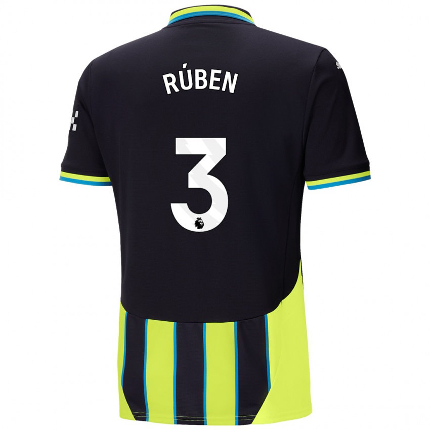 Niño Camiseta Ruben Dias #3 Azul Amarillo 2ª Equipación 2024/25 La Camisa Argentina