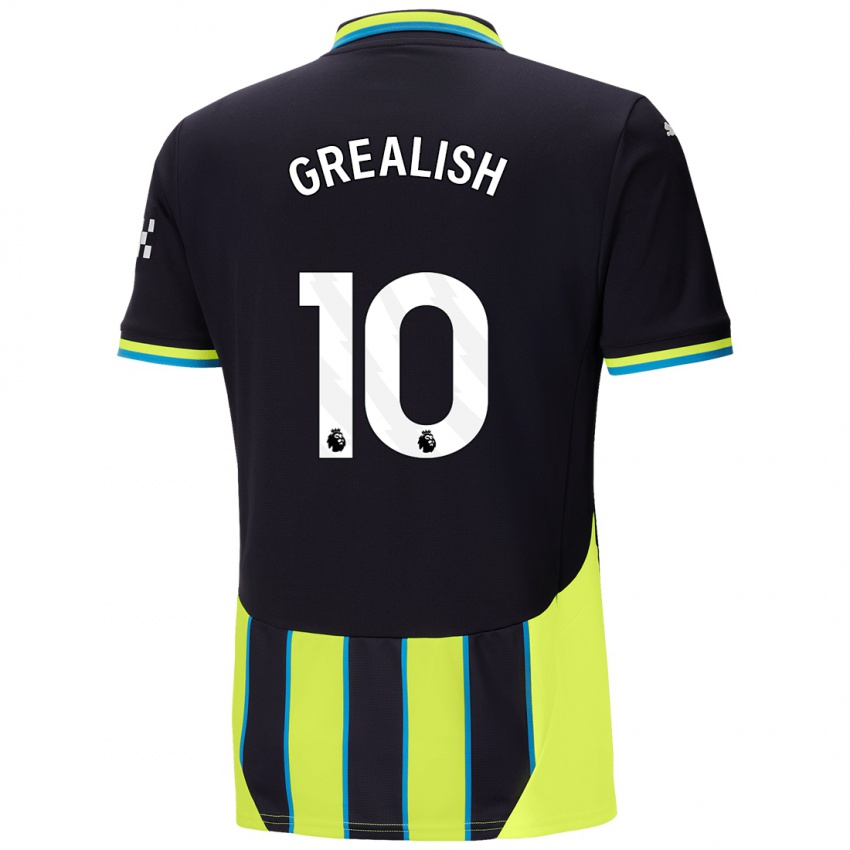 Niño Camiseta Jack Grealish #10 Azul Amarillo 2ª Equipación 2024/25 La Camisa Argentina