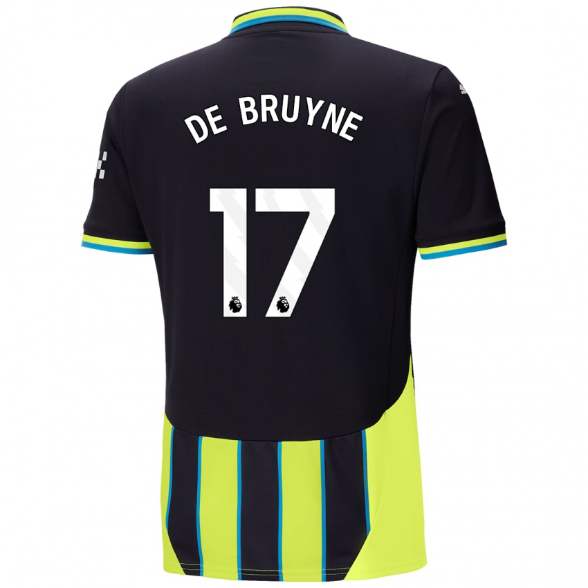 Niño Camiseta Kevin De Bruyne #17 Azul Amarillo 2ª Equipación 2024/25 La Camisa Argentina