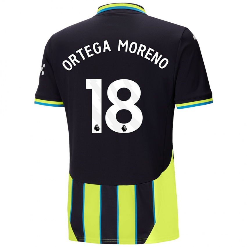 Niño Camiseta Stefan Ortega Moreno #18 Azul Amarillo 2ª Equipación 2024/25 La Camisa Argentina