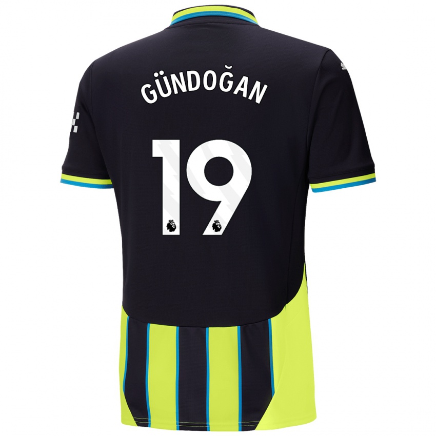 Niño Camiseta Ilkay Gundogan #19 Azul Amarillo 2ª Equipación 2024/25 La Camisa Argentina