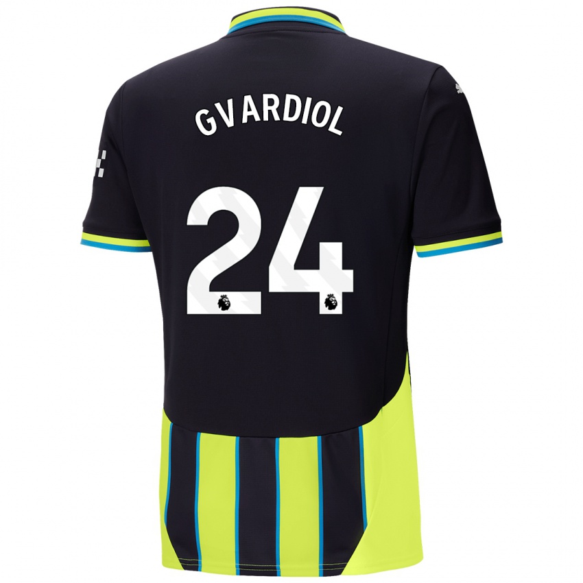 Niño Camiseta Josko Gvardiol #24 Azul Amarillo 2ª Equipación 2024/25 La Camisa Argentina