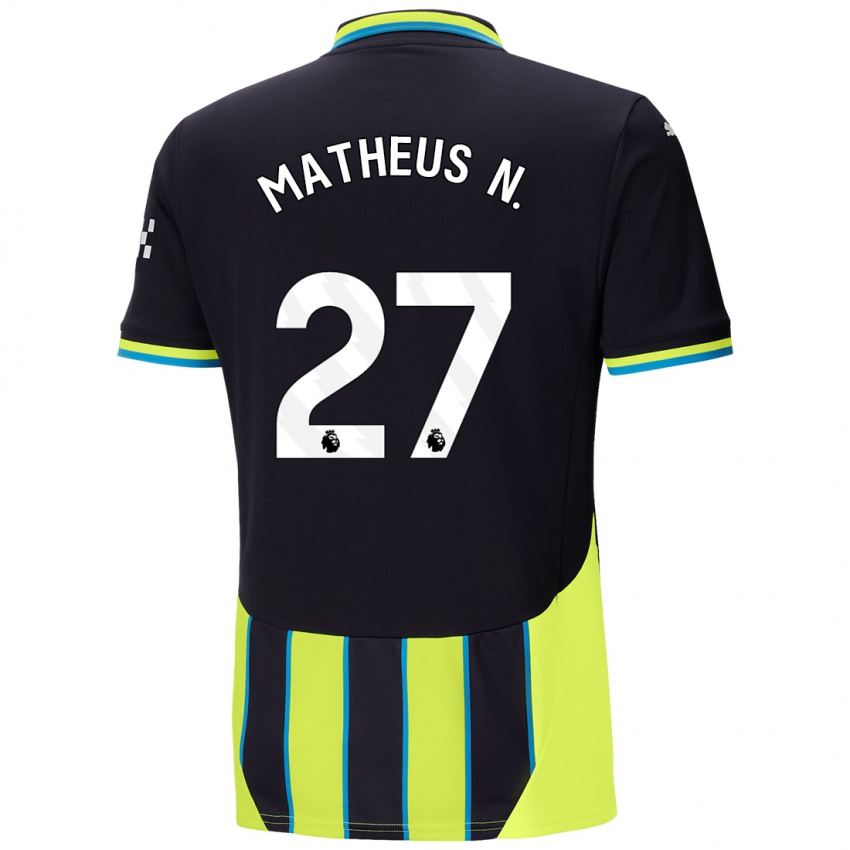 Niño Camiseta Matheus Nunes #27 Azul Amarillo 2ª Equipación 2024/25 La Camisa Argentina