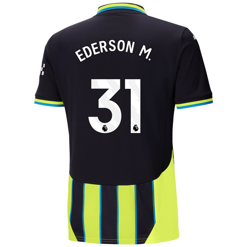 Niño Camiseta Ederson Moraes #31 Azul Amarillo 2ª Equipación 2024/25 La Camisa Argentina