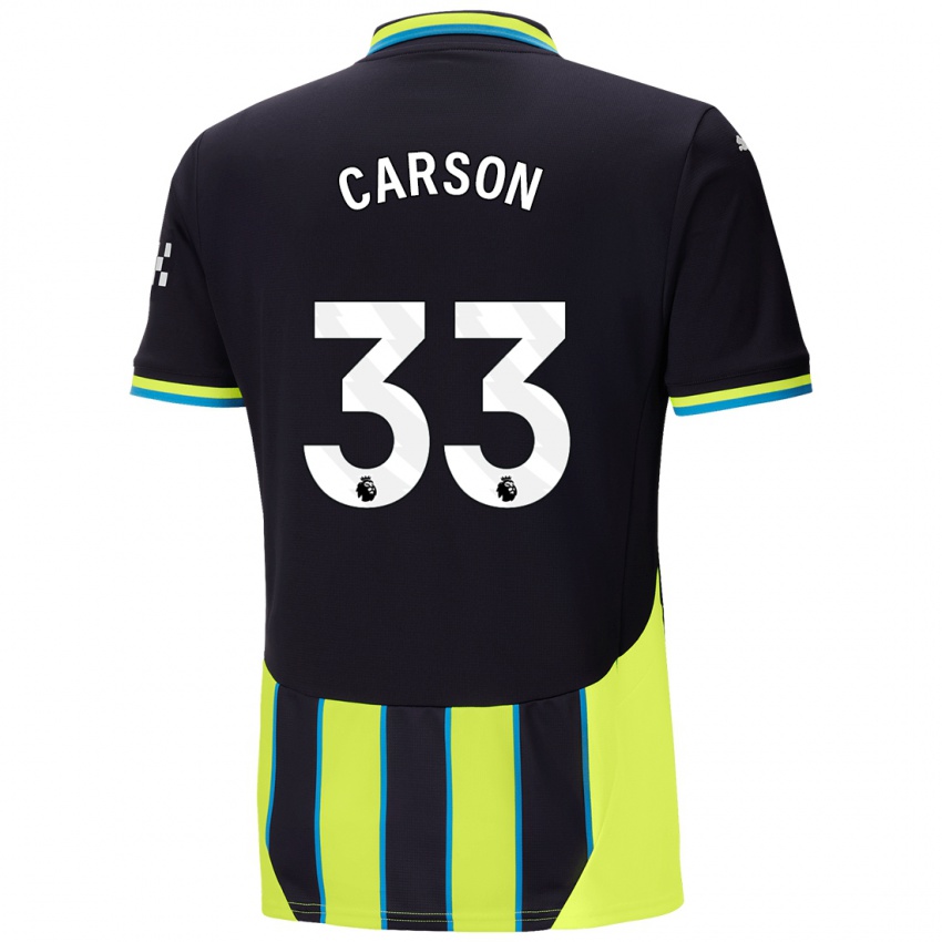 Niño Camiseta Scott Carson #33 Azul Amarillo 2ª Equipación 2024/25 La Camisa Argentina