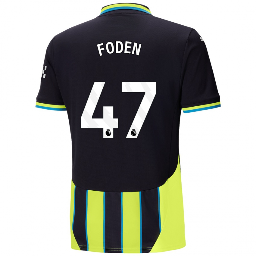 Niño Camiseta Phil Foden #47 Azul Amarillo 2ª Equipación 2024/25 La Camisa Argentina