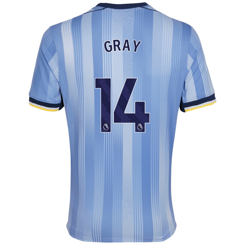 Niño Camiseta Archie Gray #14 Azul Claro 2ª Equipación 2024/25 La Camisa Argentina