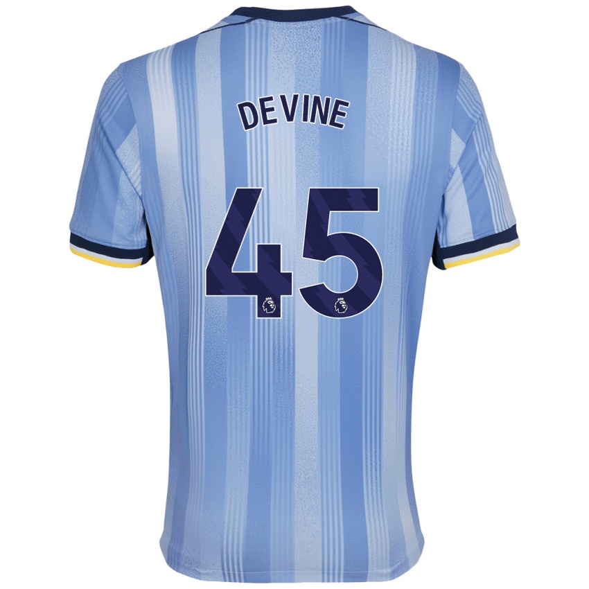 Niño Camiseta Alfie Devine #45 Azul Claro 2ª Equipación 2024/25 La Camisa Argentina