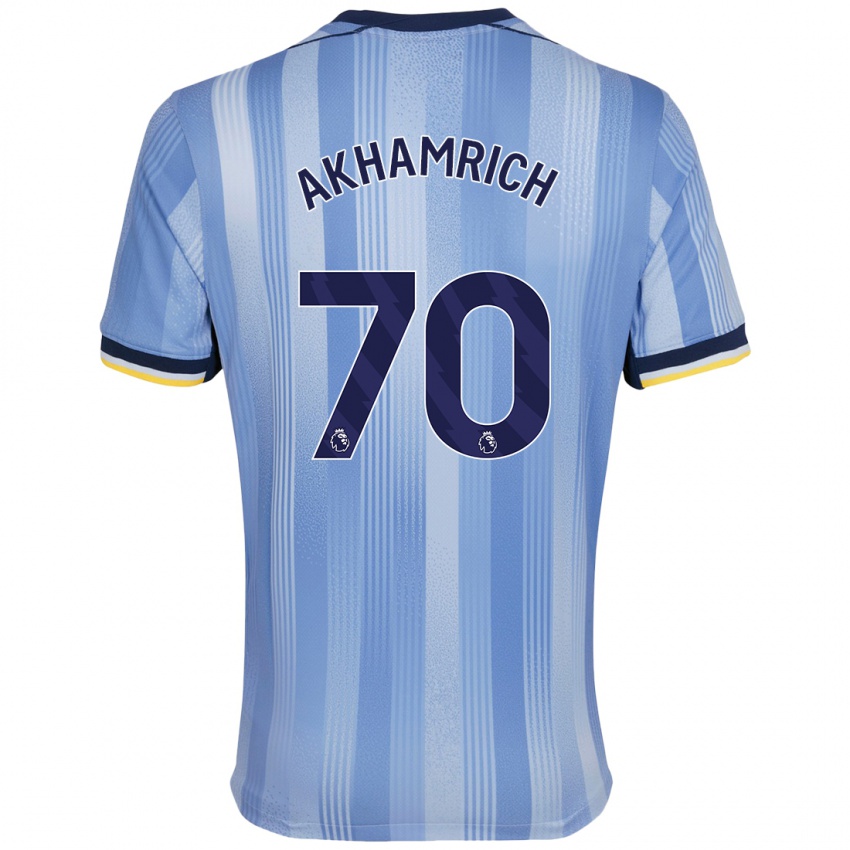 Niño Camiseta Yusuf Akhamrich #70 Azul Claro 2ª Equipación 2024/25 La Camisa Argentina