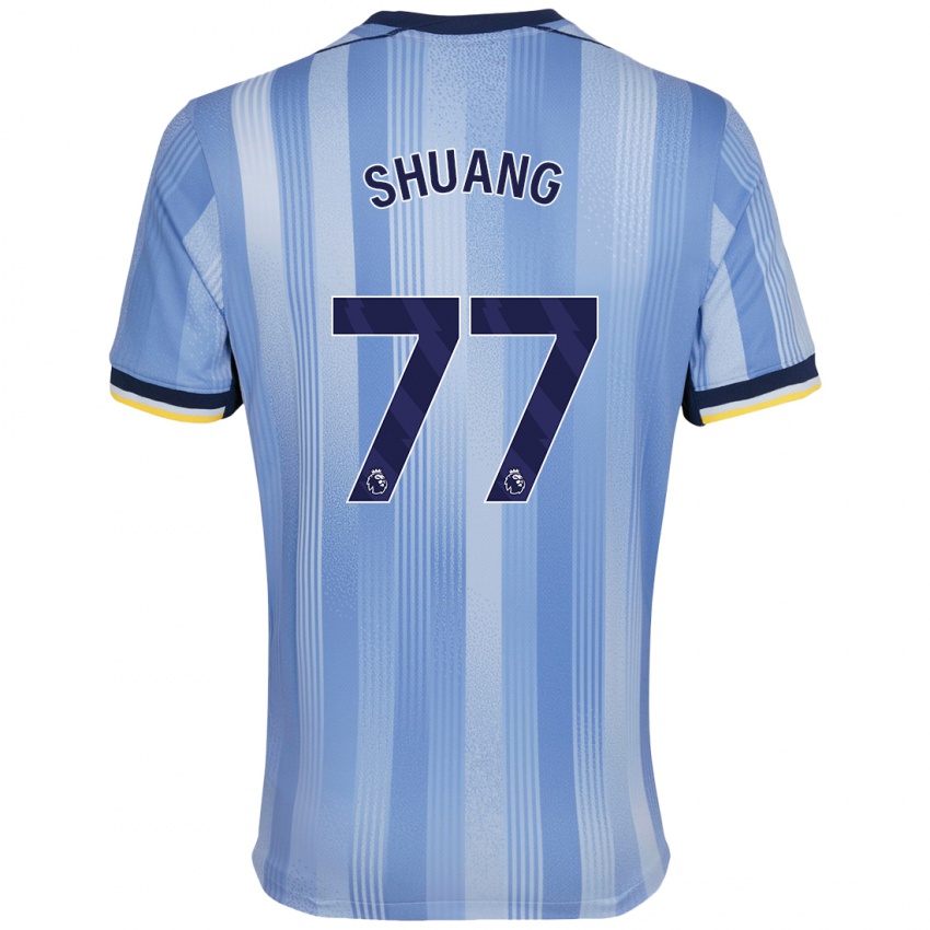 Niño Camiseta Wang Shuang #77 Azul Claro 2ª Equipación 2024/25 La Camisa Argentina