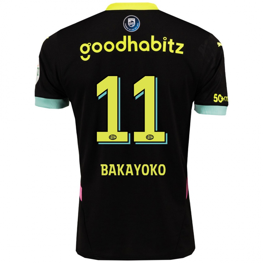 Niño Camiseta Johan Bakayoko #11 Negro Amarillo 2ª Equipación 2024/25 La Camisa Argentina