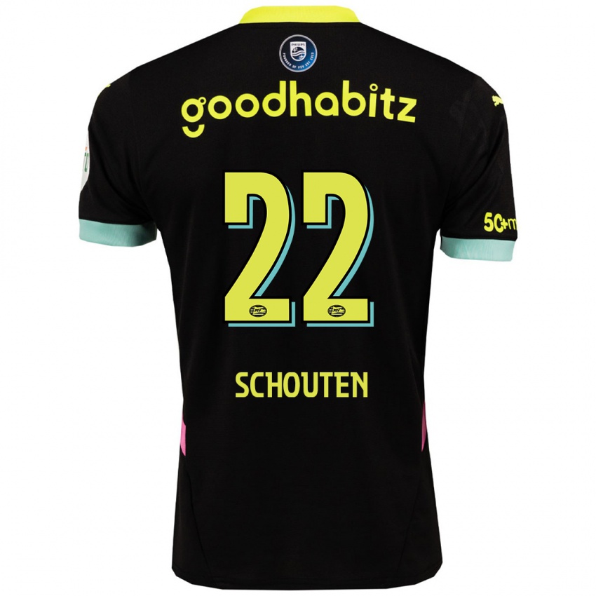 Niño Camiseta Jerdy Schouten #22 Negro Amarillo 2ª Equipación 2024/25 La Camisa Argentina