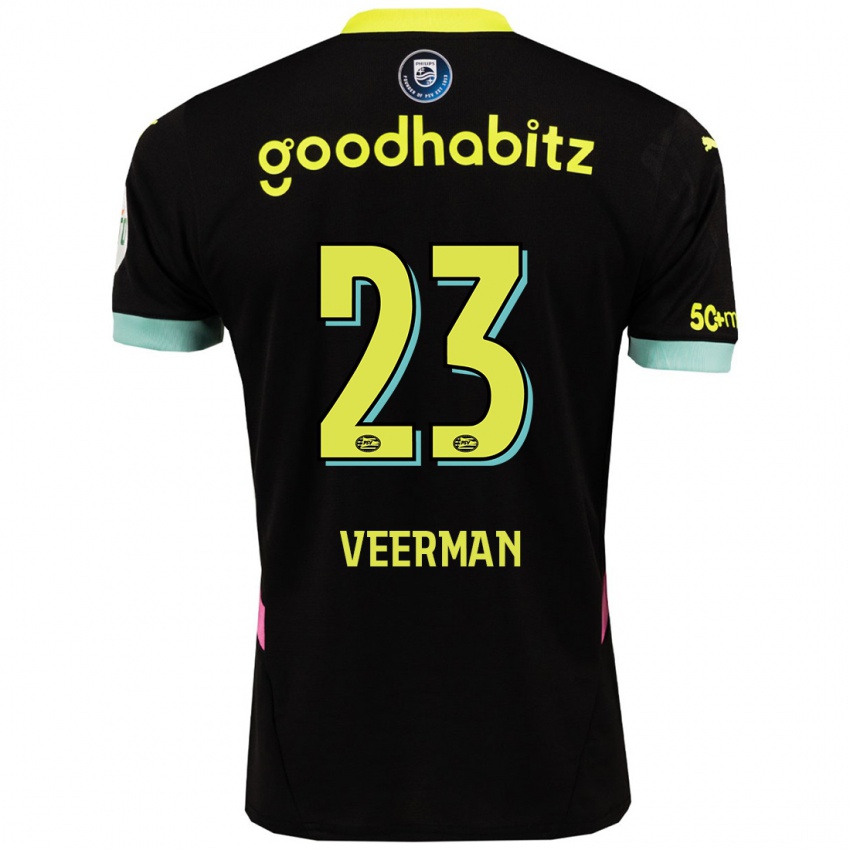 Niño Camiseta Joey Veerman #23 Negro Amarillo 2ª Equipación 2024/25 La Camisa Argentina