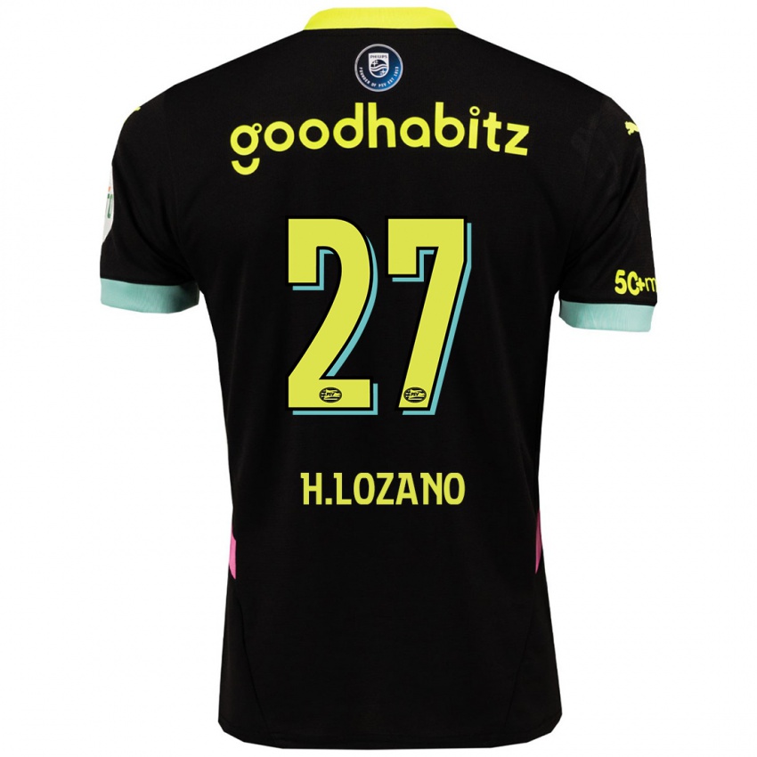 Niño Camiseta Hirving Lozano #27 Negro Amarillo 2ª Equipación 2024/25 La Camisa Argentina