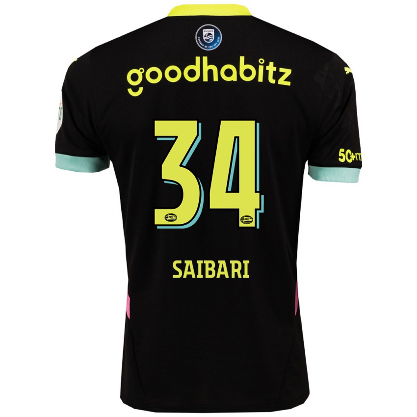 Niño Camiseta Ismael Saibari #34 Negro Amarillo 2ª Equipación 2024/25 La Camisa Argentina