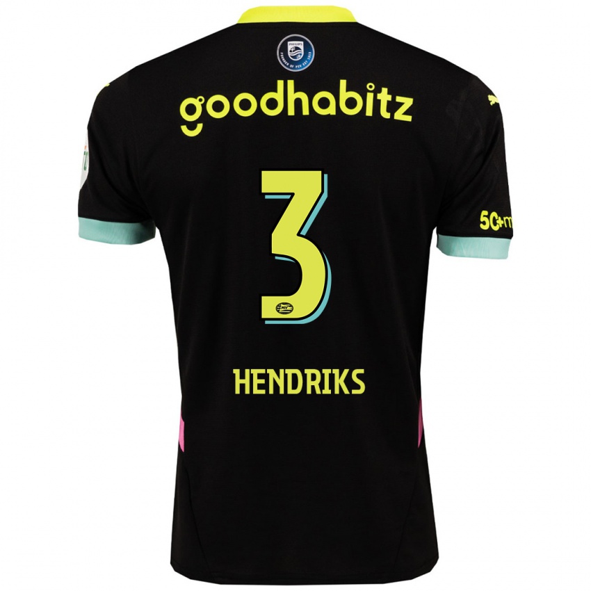 Niño Camiseta Gwyneth Hendriks #3 Negro Amarillo 2ª Equipación 2024/25 La Camisa Argentina