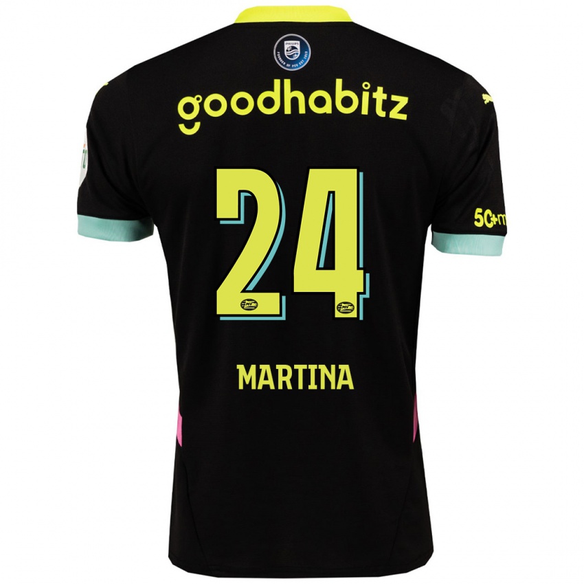 Niño Camiseta Shijona Martina #24 Negro Amarillo 2ª Equipación 2024/25 La Camisa Argentina