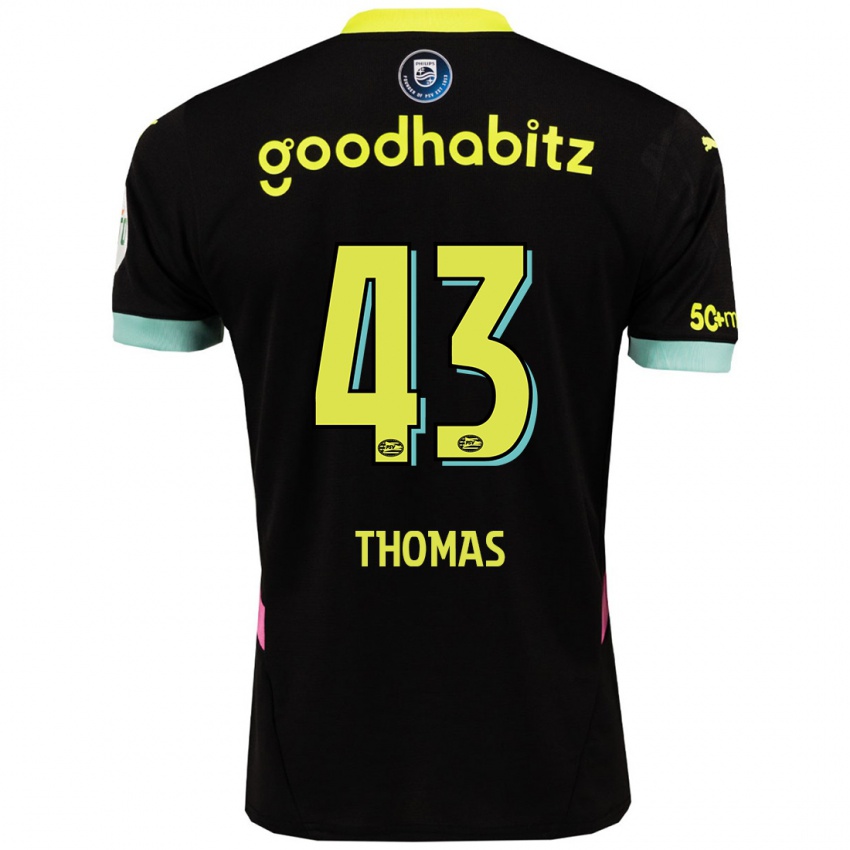 Niño Camiseta Kealyn Thomas #43 Negro Amarillo 2ª Equipación 2024/25 La Camisa Argentina