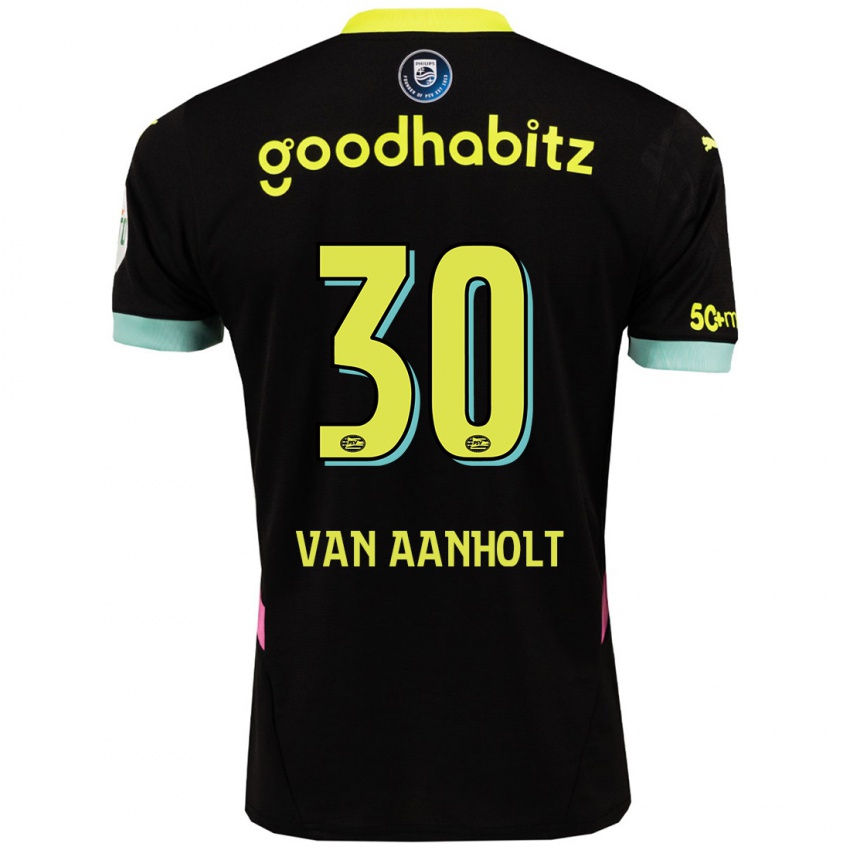 Niño Camiseta Patrick Van Aanholt #30 Negro Amarillo 2ª Equipación 2024/25 La Camisa Argentina