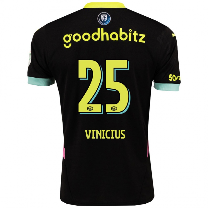 Niño Camiseta Carlos Vinicius #25 Negro Amarillo 2ª Equipación 2024/25 La Camisa Argentina