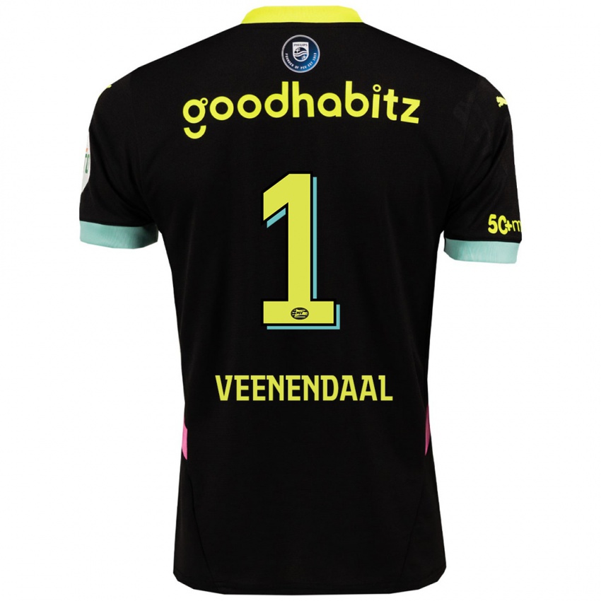 Niño Camiseta Sari Van Veenendaal #1 Negro Amarillo 2ª Equipación 2024/25 La Camisa Argentina