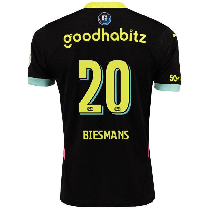 Niño Camiseta Julie Biesmans #20 Negro Amarillo 2ª Equipación 2024/25 La Camisa Argentina